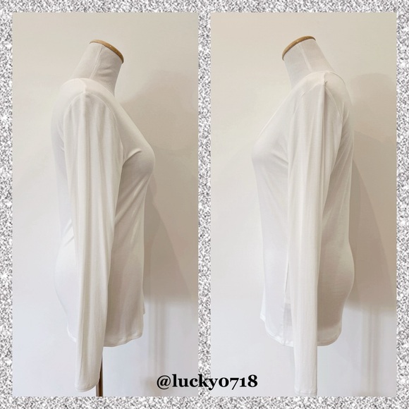Majestic Filatures NWOT White V-Neck Long Sleeve Tee Sz 2 - Picture 5 of 8